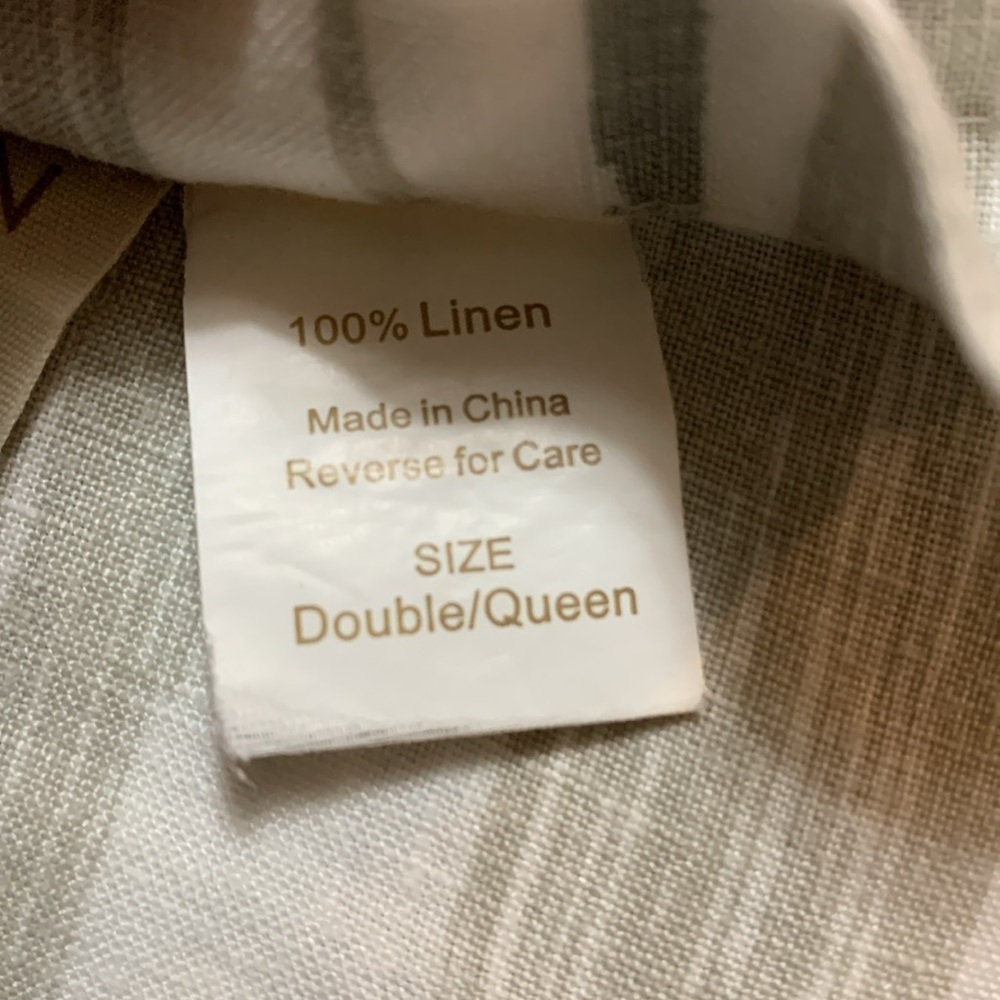 Eileen Fisher Home Garnet Hill White&Gray Striped Linen Duvet Double/Queen 88x94 - Picture 7 of 8